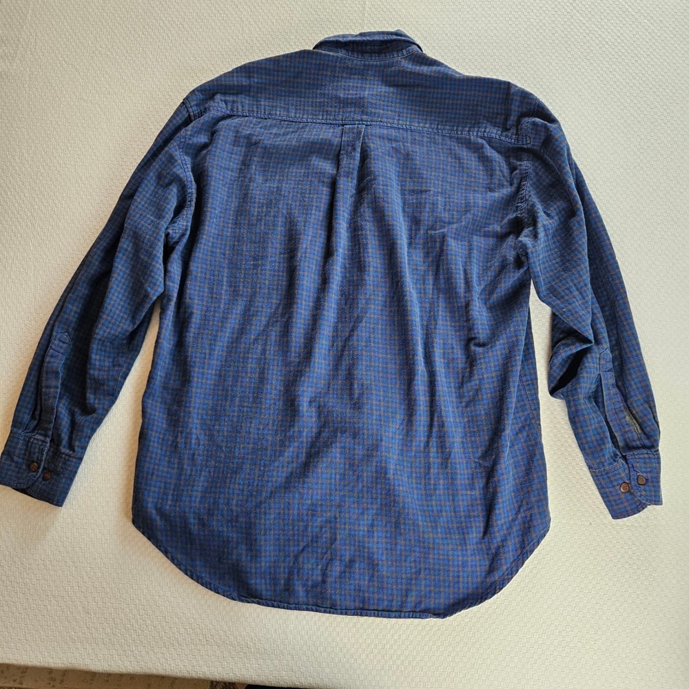 Vintage Gap Men L Plaid Flannel Button Down Shirt Blue Green 90s Grunge Indie - Picture 3 of 9